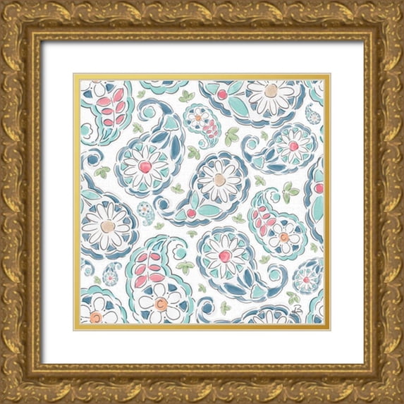 Brissonnet, Daphne 20x20 Gold Ornate Wood Framed with Double Matting Museum Art Print Titled - Springtime Pattern IIA