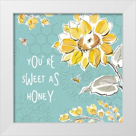 Brissonnet, Daphne 20x20 White Modern Wood Framed Museum Art Print Titled - Bee Happy III