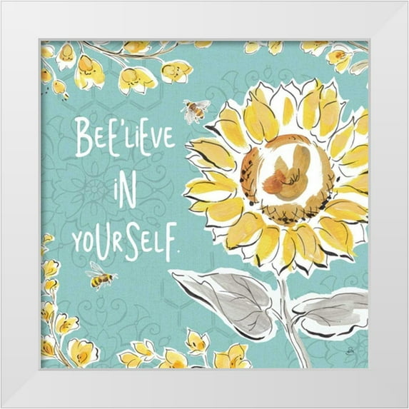 Brissonnet, Daphne 20x20 White Modern Wood Framed Museum Art Print Titled - Bee Happy V