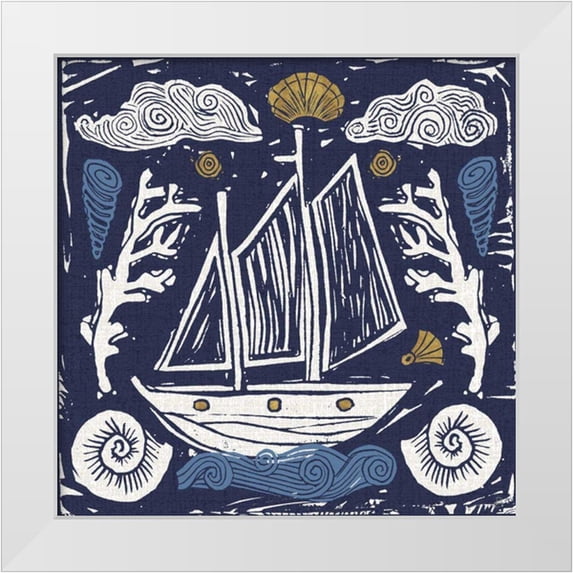 Brissonnet, Daphne 20x20 White Modern Wood Framed Museum Art Print Titled - Primitive Sea V Dark