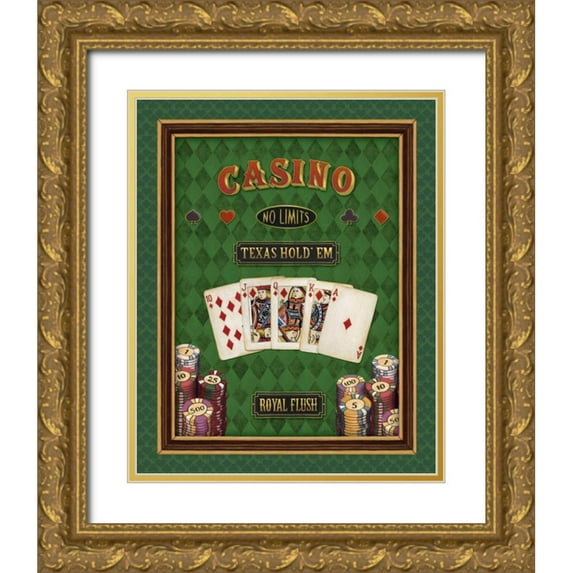 Brissonnet, Daphne 20x24 Gold Ornate Wood Framed with Double Matting Museum Art Print Titled - Texas Hold Em