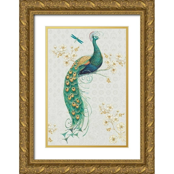 Brissonnet, Daphne 23x32 Gold Ornate Wood Framed with Double Matting Museum Art Print Titled - Ornate Peacock IXA