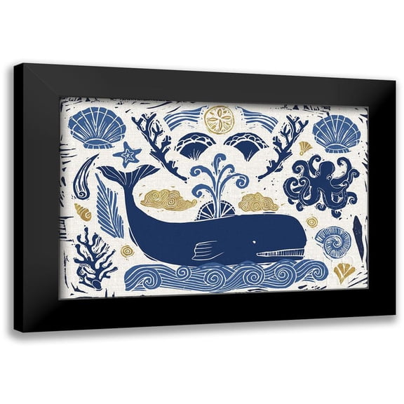 Brissonnet, Daphne 24x17 Black Modern Framed Museum Art Print Titled - Primitive Sea I