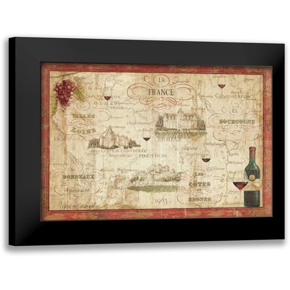 Brissonnet, Daphne 24x17 Black Modern Framed Museum Art Print Titled - Wine Map
