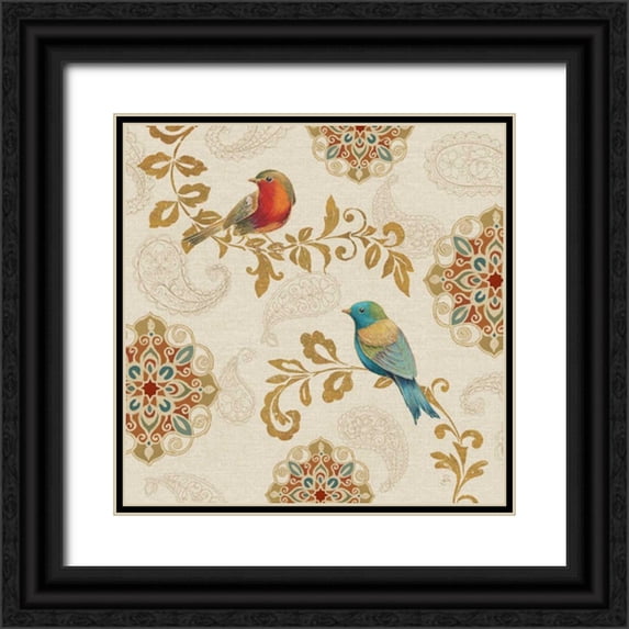 Brissonnet, Daphne 26x26 Black Ornate Wood Framed with Double Matting Museum Art Print Titled - Bird Rainbow IIIA