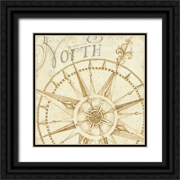 Brissonnet, Daphne 26x26 Black Ornate Wood Framed with Double Matting Museum Art Print Titled - Coast to Coast Sepia I