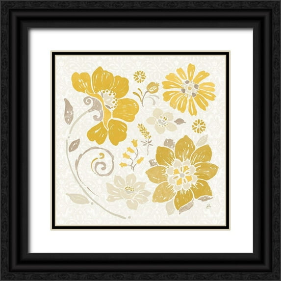Brissonnet, Daphne 26x26 Black Ornate Wood Framed with Double Matting Museum Art Print Titled - Spanish Impressions III Yellow