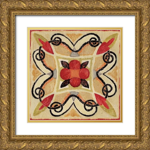 Brissonnet, Daphne 26x26 Gold Ornate Wood Framed with Double Matting Museum Art Print Titled - Bohemian Rooster Tile Square I
