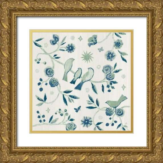 Brissonnet, Daphne 26x26 Gold Ornate Wood Framed with Double Matting Museum Art Print Titled - My Bohemian Life III Navy