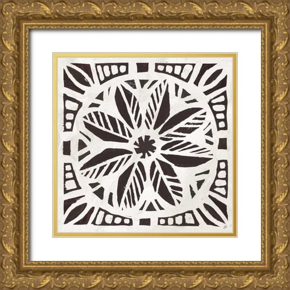 Brissonnet, Daphne 26x26 Gold Ornate Wood Framed with Double Matting Museum Art Print Titled - Woodcut Christmas XI