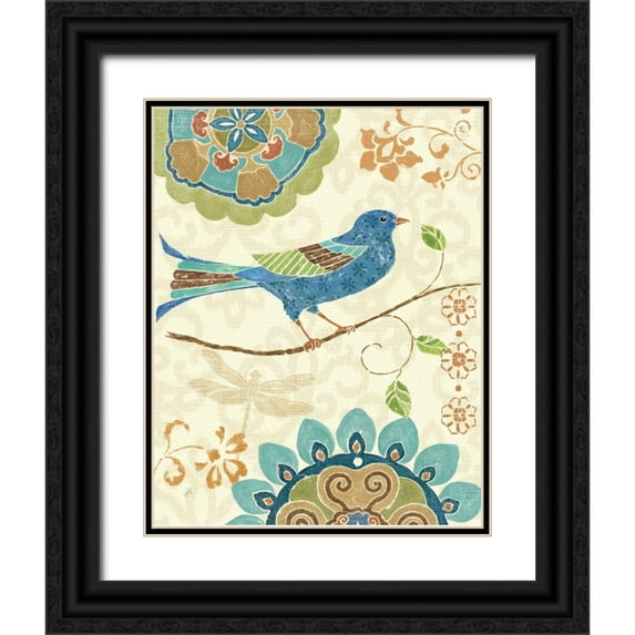 Brissonnet, Daphne 26x32 Black Ornate Wood Framed with Double Matting Museum Art Print Titled - Eastern Tales Birds I