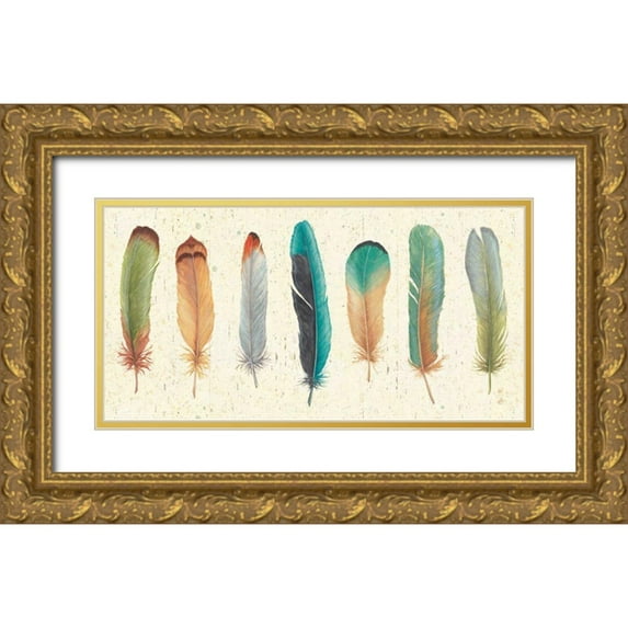 Brissonnet, Daphne 32x18 Gold Ornate Wood Framed with Double Matting Museum Art Print Titled - Feather Tales VII