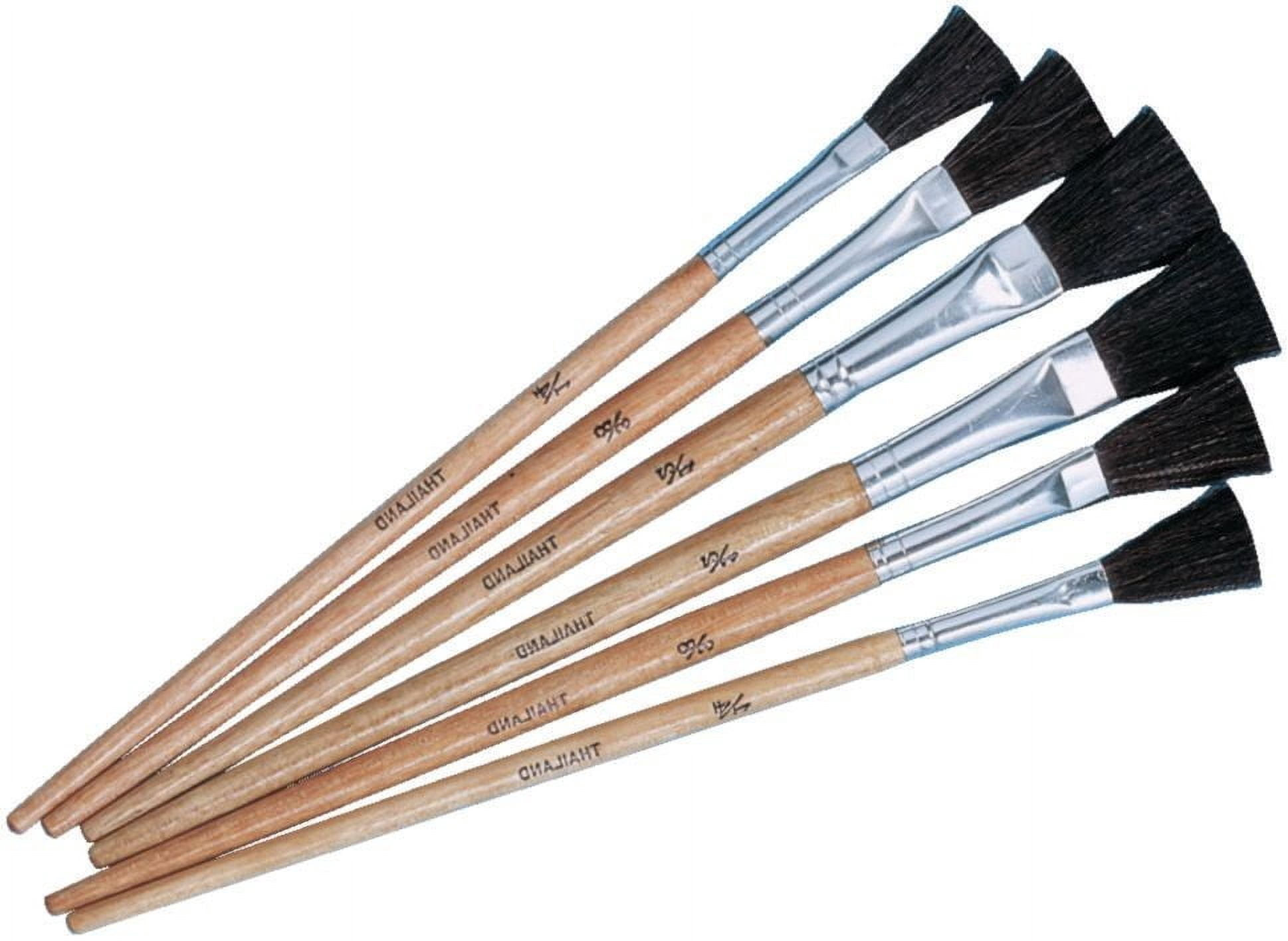 Bristle Brush Round and Flat Assortment Pack, Black (Pack of 72)