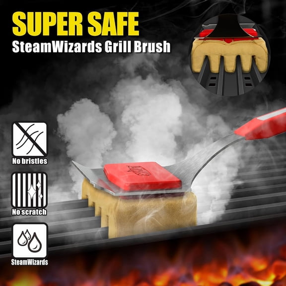 Bristle-Free BBQ Grill Brush Replacement Head – Heavy-Duty Scraper Tool for Cast Iron & Stainless Steel Grates, Safe &  Barbecue Cleaner with Seamless Fit Design