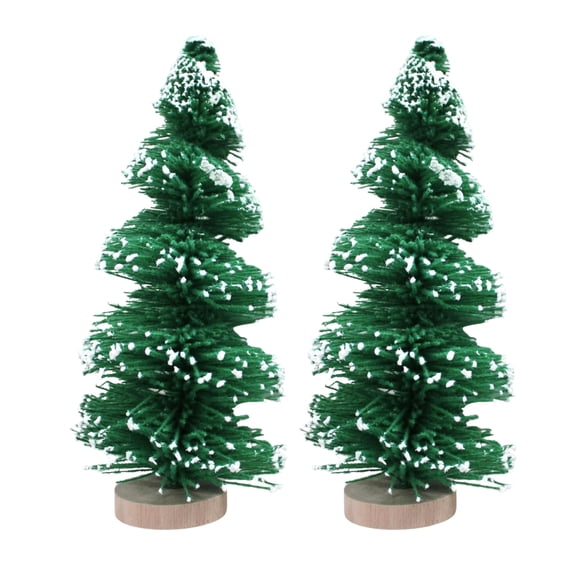 Bristle Snow Covered Table Top Trees, 12", 2 Pack