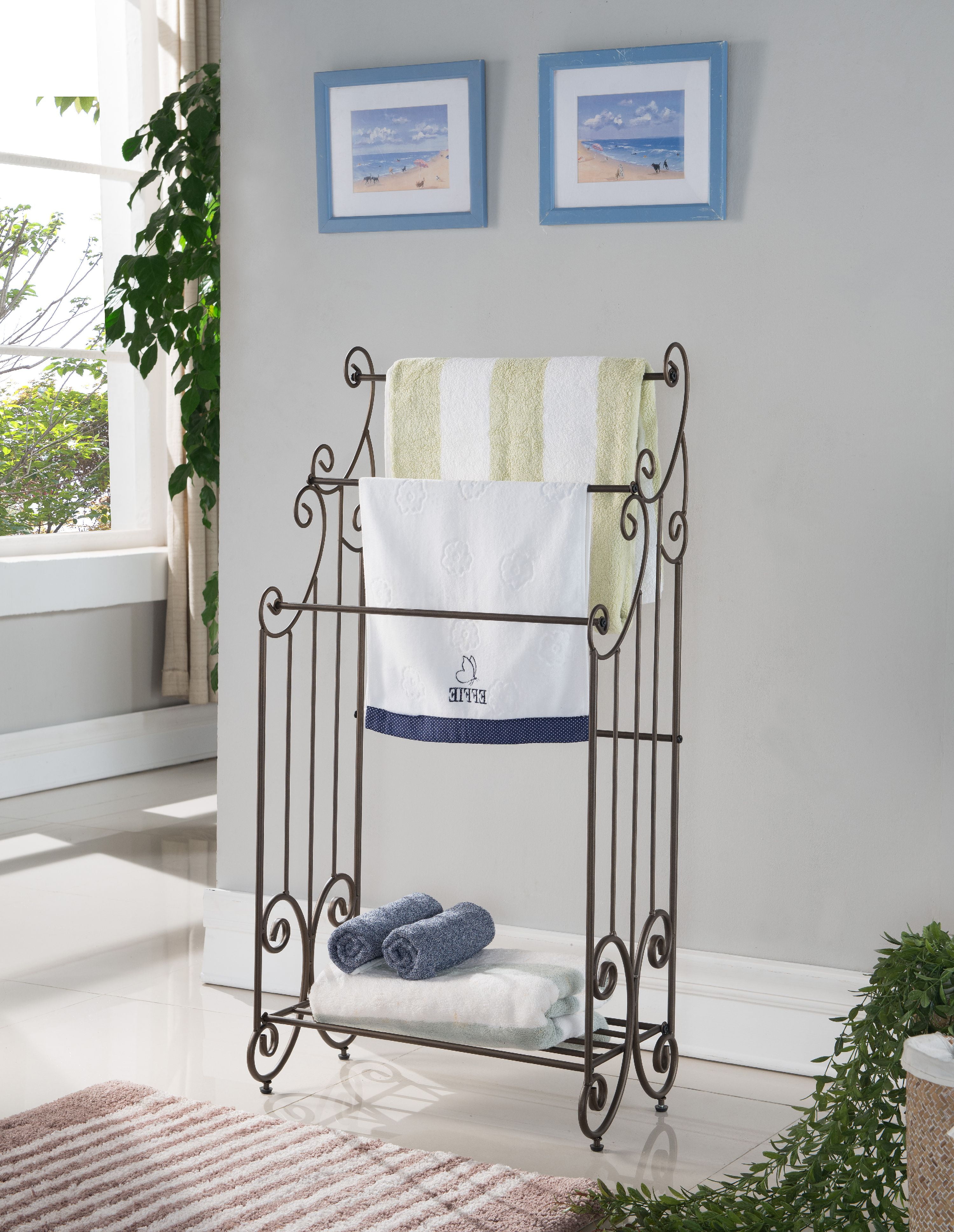 Bristol Free-Standing 3-Tier Bathroom Towel Rack with Storage Shelf ...