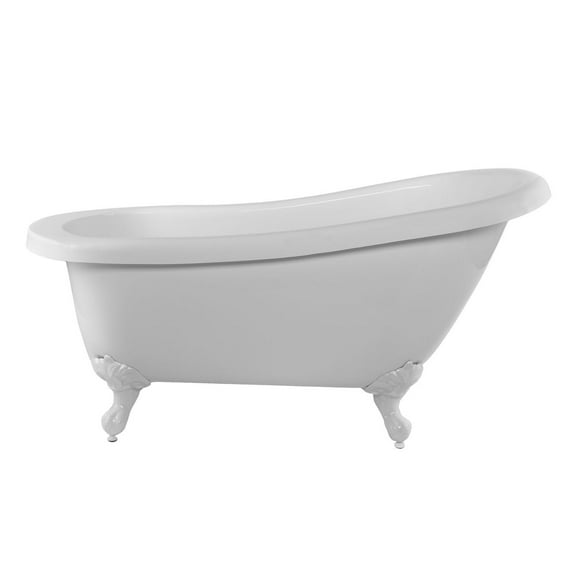 Bristol 67 Inch Acrylic Slipper Clawfoot Tub - Rim Faucet Drillings - Imperial Ball & Claw Feet