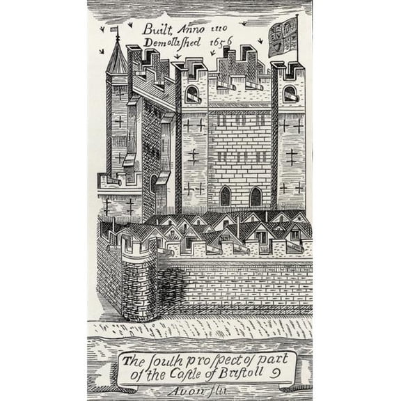 Bristol Castle - England. After James Millerds Map of Bristol In 1673 From The Book Short History of The English People by J.R. Green Published London 1893 Poster Print - 22 x 38 - Large