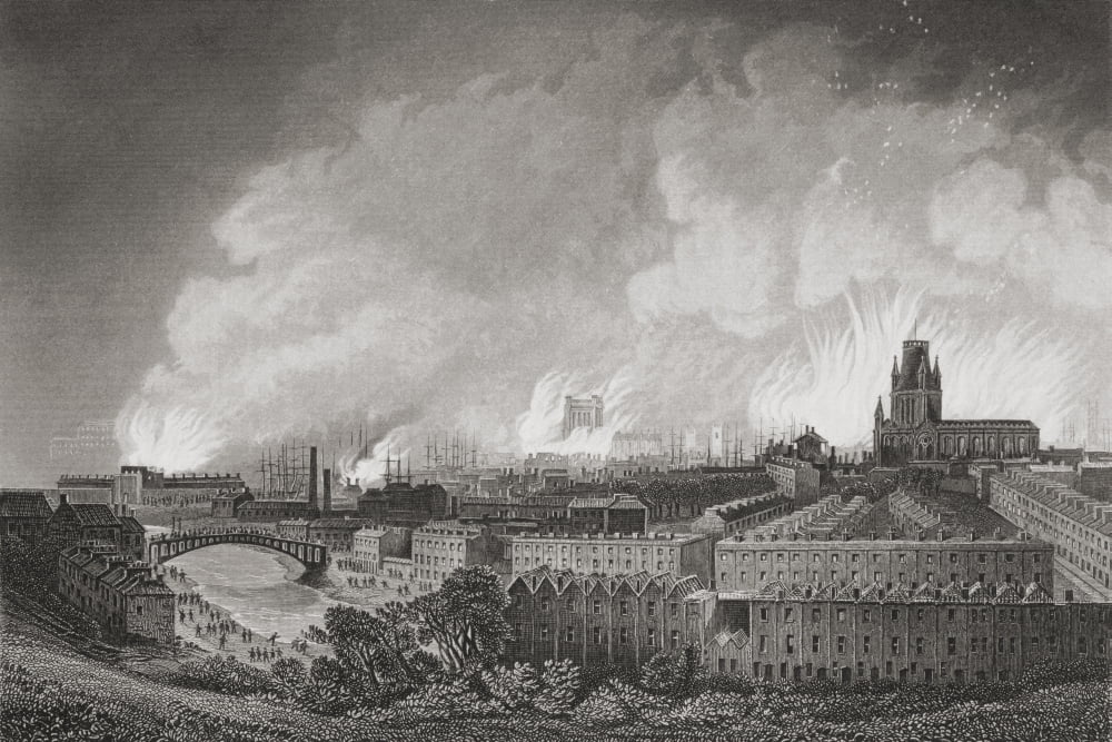 Bristol England During The Riots In 1831 From The Age We Live In A History Of The Nineteenth Century Canvas Art - Ken Welsh Design Pics (36 x 24)