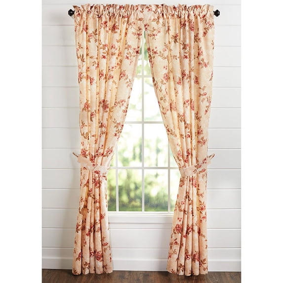 Bristol Farmhouse Window Panel - Floral Treatment with Rustic Look - Single Panel - 63"