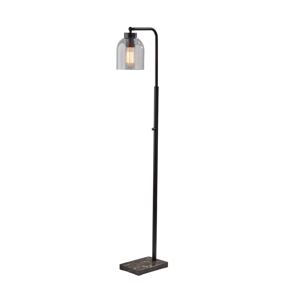 Edison 55'' Adjustable Black Floor Lamp with Clear Glass Shade
