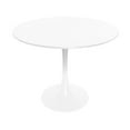 thumbnail image 1 of Bristol Mid-Century Modern Round Dining Table with Wood Top & Gloss Iron Pedestal Base for Kitchen & Dining Room, White, 1 of 1