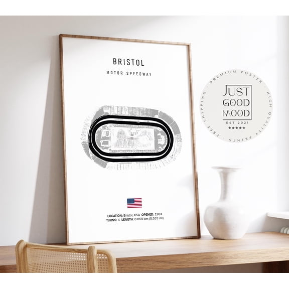 Bristol Motor Speedway Poster · Nascar Short Oval Racetrack USA · Motorsport Wall Art · Racing · Print , Poster Print Only