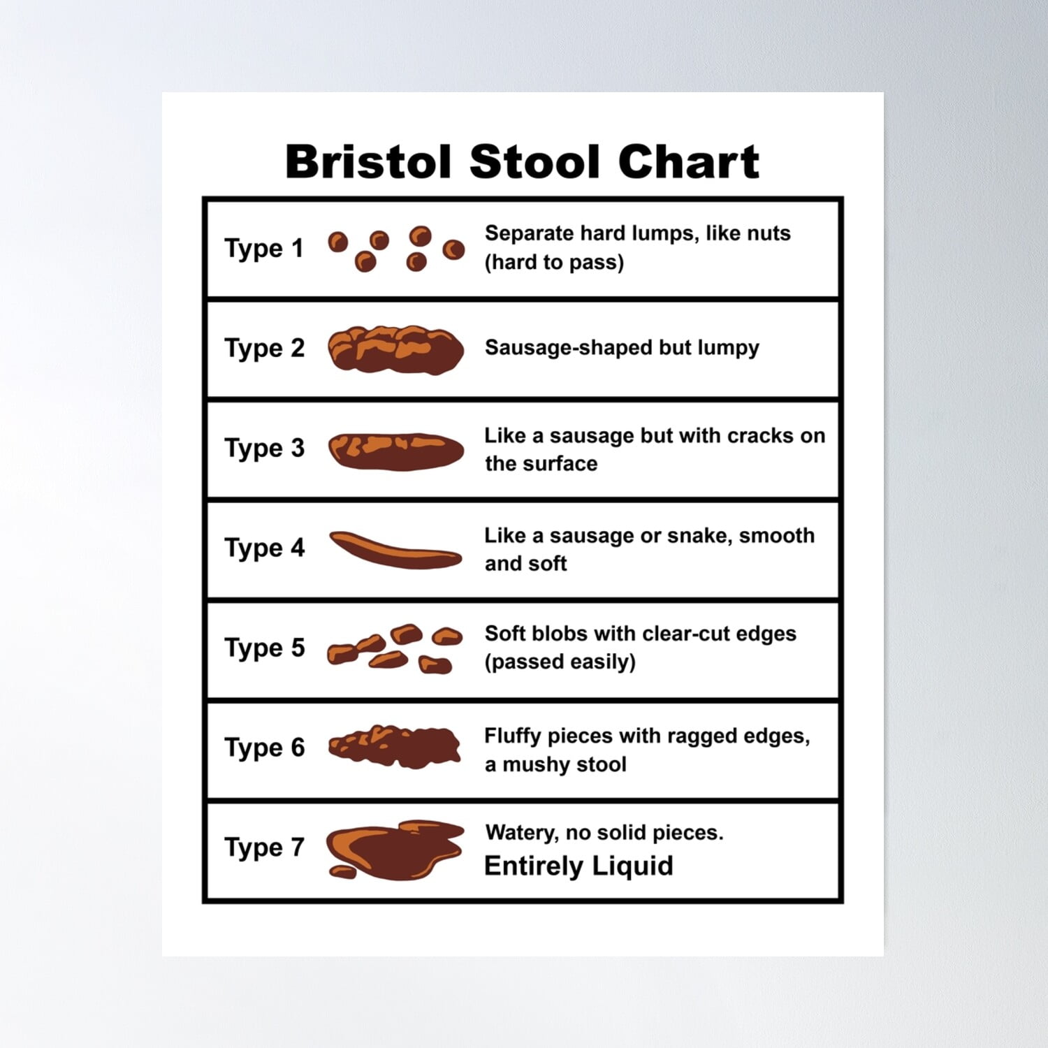 Bristol Stool Chart Poster Wall Art, Modern Wall Decor, 24x36 UNFRAMED ...