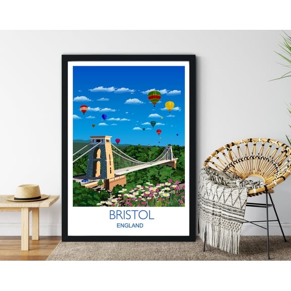 Bristol Travel Poster, Travel Print of Bristol, England, UK, 8x12 UNFRAMED