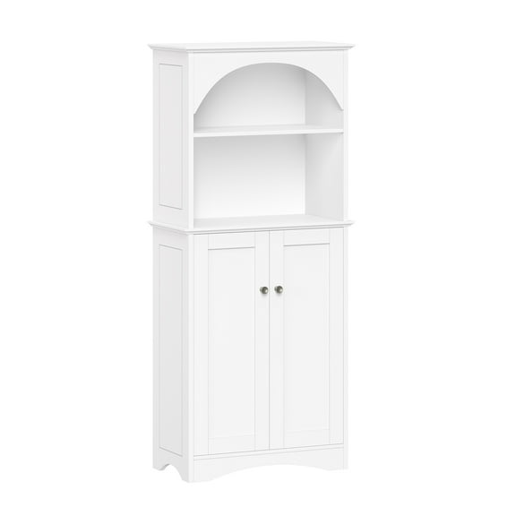 RiverRidge Bristol 2-Door Tall Bathroom Linen Storage Cabinet and Display Shelves - White