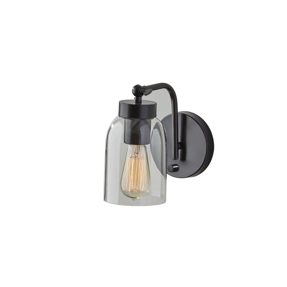 Black Mid-Century Modern Bronze Plug-In Wall Sconce