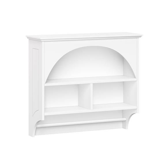 RiverRidge Bristol Bathroom and Laundry Arch Wall Mount Storage Medicine Cabinet Shelf with Towel Storage Bar - White