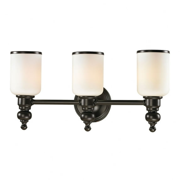 Bristol Way 3-Light Vanity Lamp in Oil Rubbed Bronze with Opal White Blown Glass
