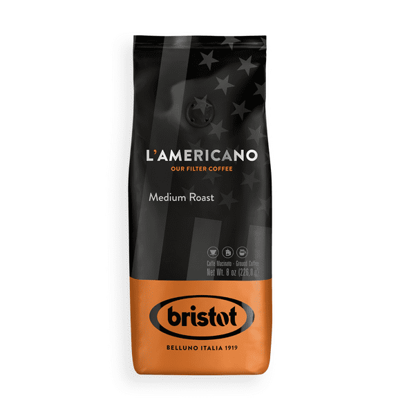 Bristot Lamericano Medium Roast Filter Caffeinated Ground Coffee - Pour-over/French Press /Drip Coffee/8oz-226.8g