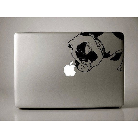 Brit the English Bulldog - Black Vinyl Decal for 13 inch Macbook or other Laptop