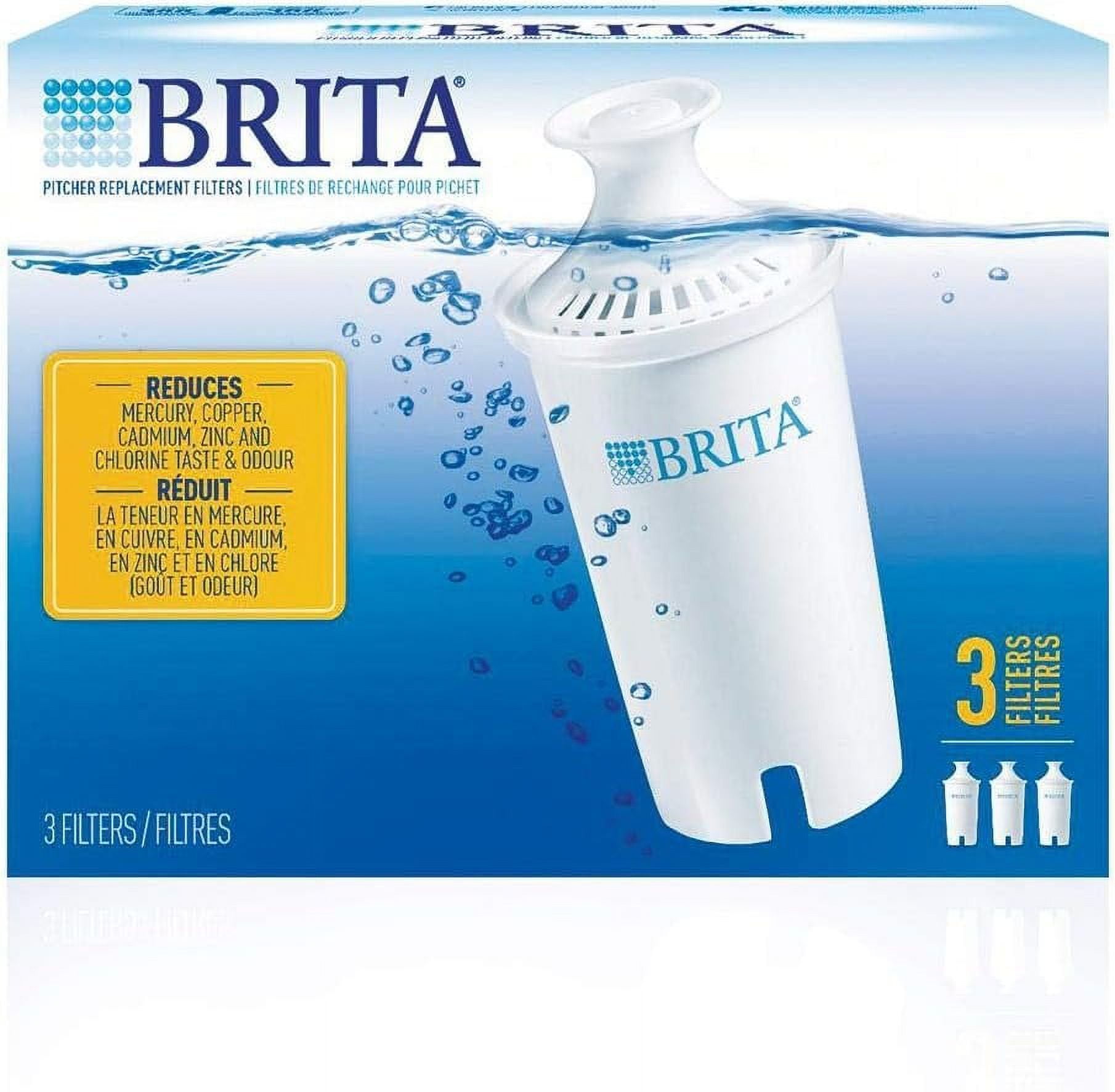 Brita White Advanced Water Filter Pitcher Replacement, 3-Pack