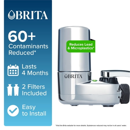 Brita Elite Chrome, Faucet Water Filter System, 2 Replacement Filters, Reduces Lead