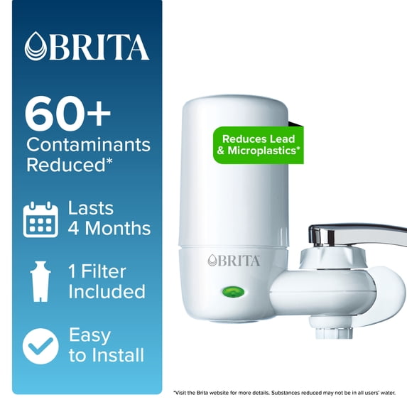 Brita Elite Advanced White, Faucet Water Filter System, 1 Replacement Filter, Reduces Lead