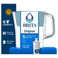 thumbnail image 1 of Brita 6 Cup Small Plastic Water Filter Pitcher, Stone Blue, BPA Free with 1 Brita Standard Filter, 1 of 11