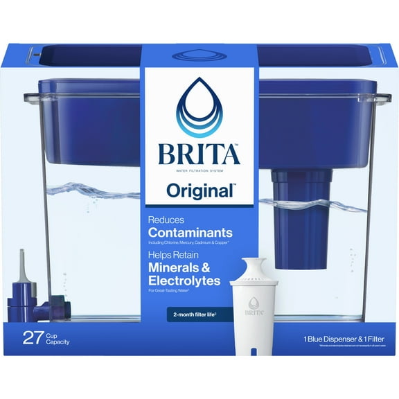 Brita Extra Large Ultramax 27 Cup Blue Filtered Water Dispenser with 1 Standard Filter