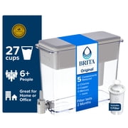 Brita 27-Cup Extra Large Plastic Water Filtration Dispenser, Grey, BPA Free with 1 Standard Brita Filter