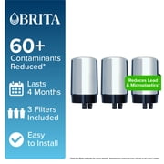 Brita Elite Chrome Replacement Water Filter, Compatible with Brita Faucet Water Filter Systems (3 Pack), Reduces Lead
