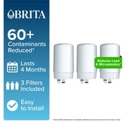 Brita Elite White Replacement Water Filter, Compatible with Brita Faucet Water Filter Systems (3 Pack), Reduces Lead