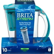 Brita Large 10 Cup Blue Stream Filter as You Pour Plastic Water Filter Pitcher