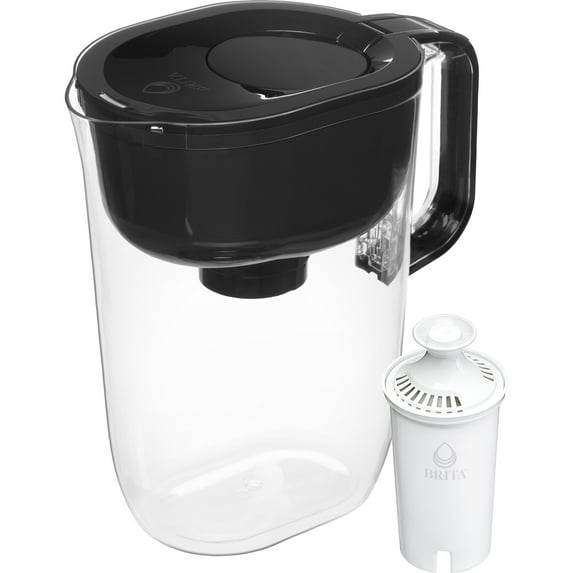 Brita Large 10 Cup Water Filter Pitcher with 1 Standard Filter, Made Without BPA, Huron, Black