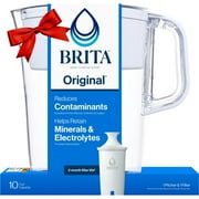 Brita Large 10 Cup White Tahoe Water Filter Pitcher with 1 Standard Filter, Made Without BPA