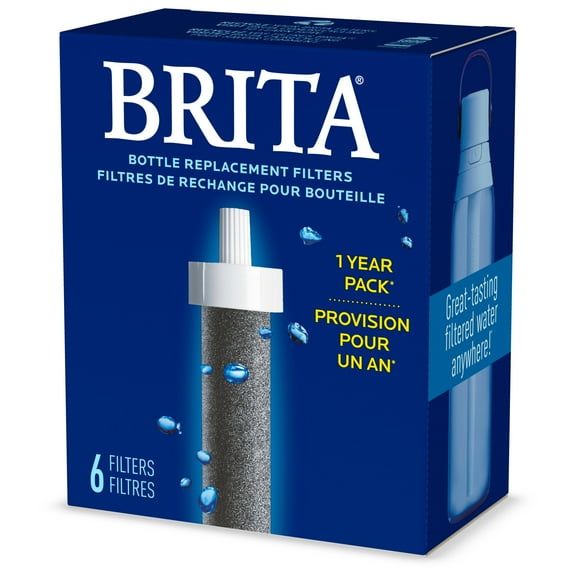 Brita Water Bottle Replacement Filters, 2 Month Filter Life, Compatible with All Brita Filtered Water Bottles, 6 Pack