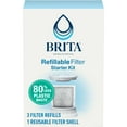 thumbnail image 1 of Brita Refillable Water Filtration Filter Starter Kit, Compatible with Brita Refillable Filter Pitchers, 3 Filter Refills & 1 Reusable Filter Shell, 1 of 9