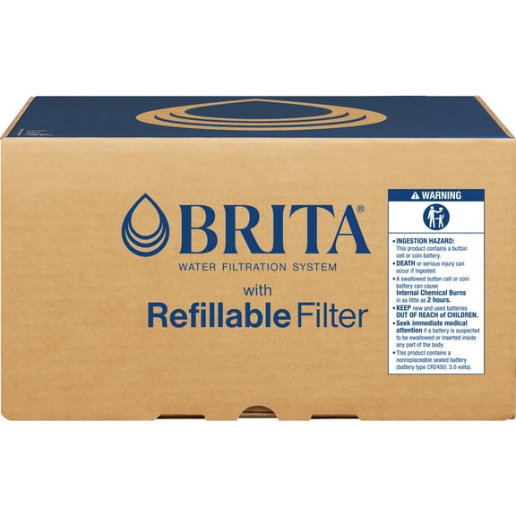 Brita Refillable Water Filtration System with Large 10 Cup Pitcher, Everyday, and 1 Refillable Filter