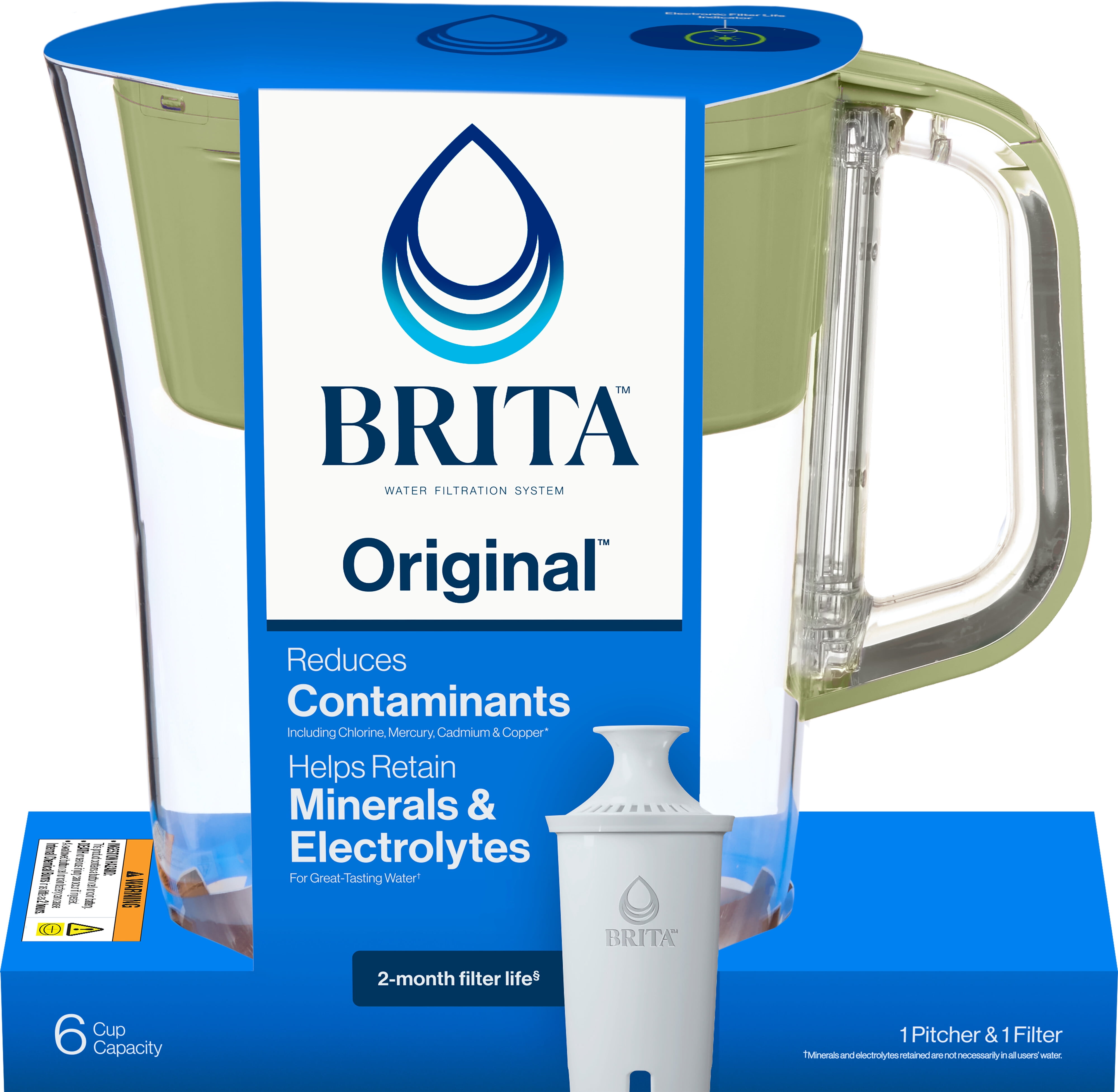 Brita® Small 6 Cup Denali Water Filter Pitcher with 1 Brita Standard Filter, Olive